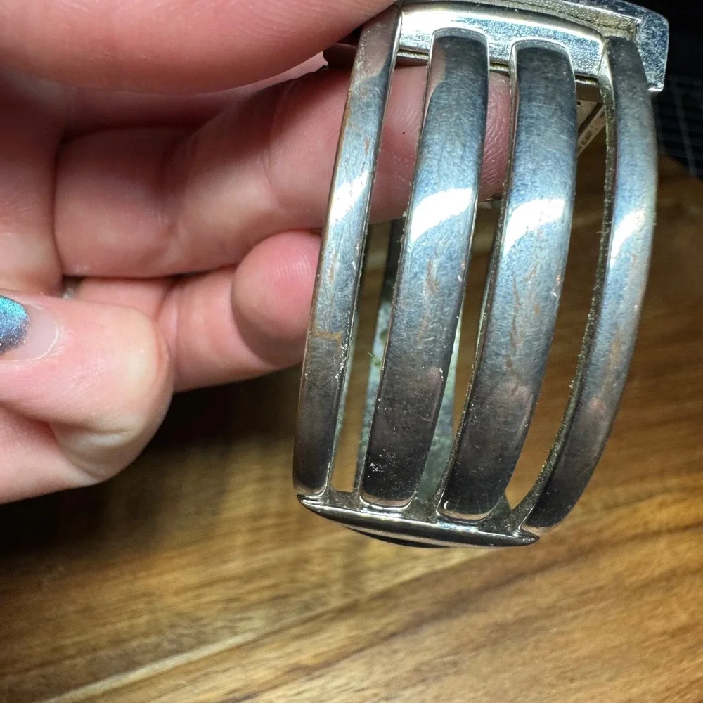Y2K Silver Tone Pink Dial Cuff Quartz Watch Rectangular Face Parts Repair Vintag